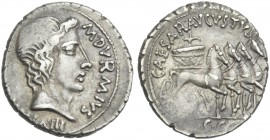 Augustus. M. Durmius. Denarius c. 19 BC. Very rare.