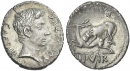 Augustus. M. Durmius. Denarius c. 19 BC.From the Ravel collection.