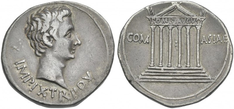 Octavian as Augustus, 27 BC – 14 AD. 
Cistophoric tetradrachm, Pergamum circa 1...