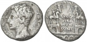 Augustus. Plated Denarius, Colonia Patricia(?) c.18-16 BC. Extremely rare.