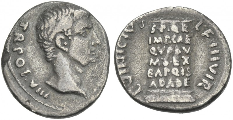 Octavian as Augustus, 27 BC – 14 AD. 
L. Vinicius. Denarius 16 BC, AR 18 mm, 3....