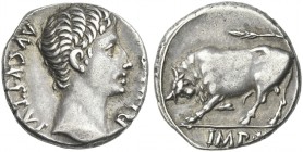Augustus. Denarius, Lugdunum 15-13 BC.
Ex Busso Peus 291, 1977, 543.