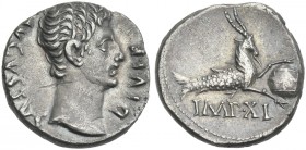 Augustus. Denarius, Lugdunum 12 BC. Rare.