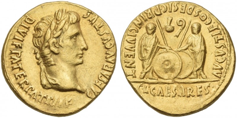 Octavian as Augustus, 27 BC – 14 AD. 
Aureus, Lugdunum 2 BC – 4 AD, AV 20 mm, 7...