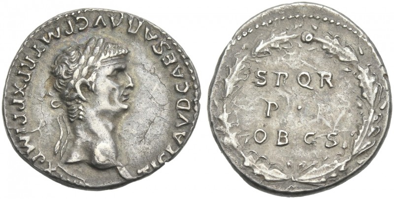 Claudius augustus, 41 – 54. 
Plated denarius 50-51, AR 20 mm, 2.61 g. TI CLAVD ...