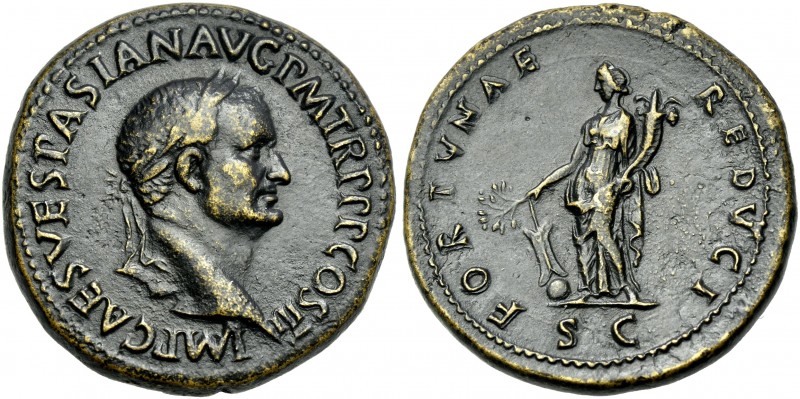 Vespasian, 69 –79. 
Sestertius 71, Æ 34 mm, 25.61 g. IMP CAES VESPASIAN AVG P M...