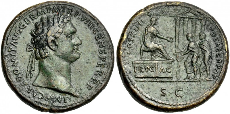 Biddr Numismatica Ars Classica Zurich Spring Sale Lot 967 Domitian Augustus 91 96 Sestertius Ae 36 Mm 27 47 G Imp Caes Domit Av