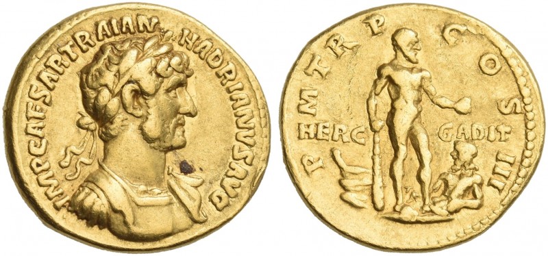 Hadrian augustus, 117 – 138. 
Aureus 119-123, AV 20 mm, 7.02 g. IMP CAESAR TRAI...