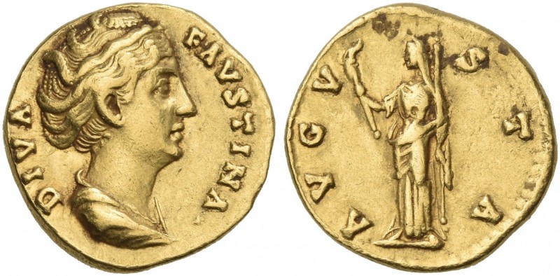 Diva Faustina I, wife of Antoninus Pius. 
Aureus after 141, AV 19 mm, 6.86 g. D...