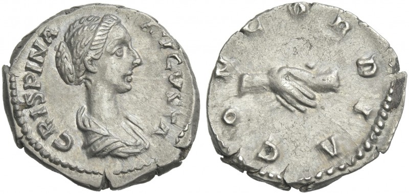 Crispina, wife of Commodus. 
Denarius after 177, AR 18 mm, 2.88 g. CRISPINA – A...