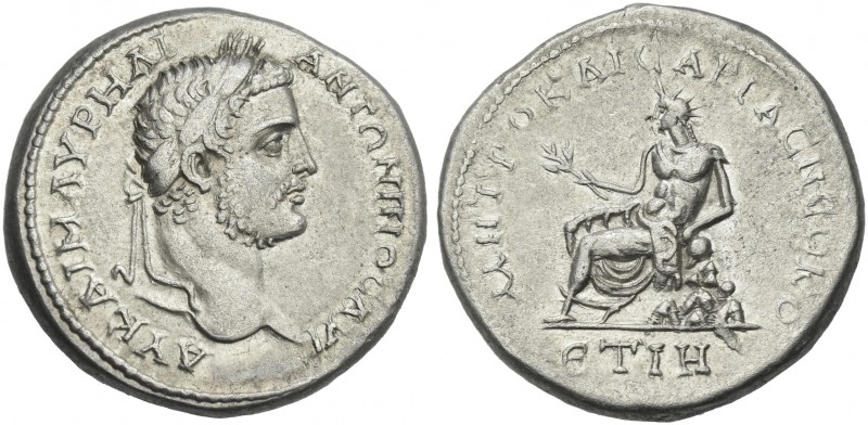 Caracalla augustus, 198 – 217. 
Tridrachm, Caesarea 210, AR 25 mm, 8.56 g. ΑΥ Κ...