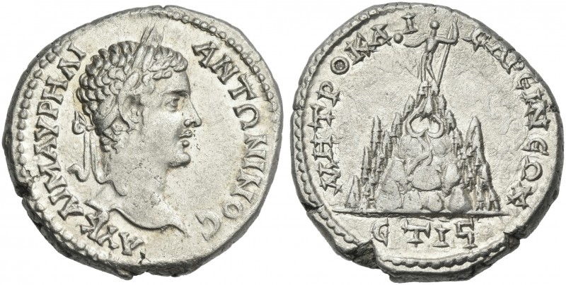 Caracalla augustus, 198 – 217. 
Tridrachm, Caesarea 213, AR 25 mm, 8.58 g. AY K...