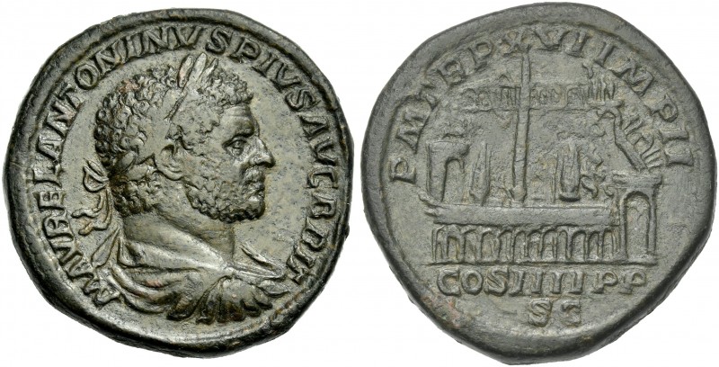 Caracalla augustus, 198 – 217. 
Sestertius 213, Æ 33 mm, 27.21 g. M AVREL ANTON...