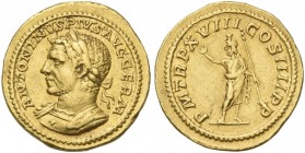 Caracalla augustus. Aureus 215. An apparently unrecorded variety.
Ex Superior October 1975, 3077.