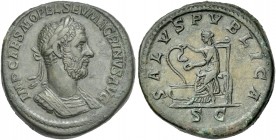 Macrinus augustus. Sestertius circa 217-218. Very rare.