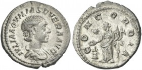 Aquilia Severa, second wife of Elagabalus. Denarius 220 or later.