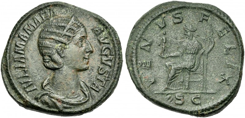 Julia Mamaea, mother of Severus Alexander. 
Sestertius 224, Æ 31 mm, 22.99 g. I...