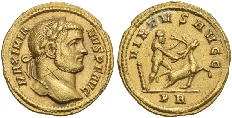 Maximianus Herculius, 286 – 305, first reign. 
Aureus 287, AV 19 mm, 4.93 g. MA...