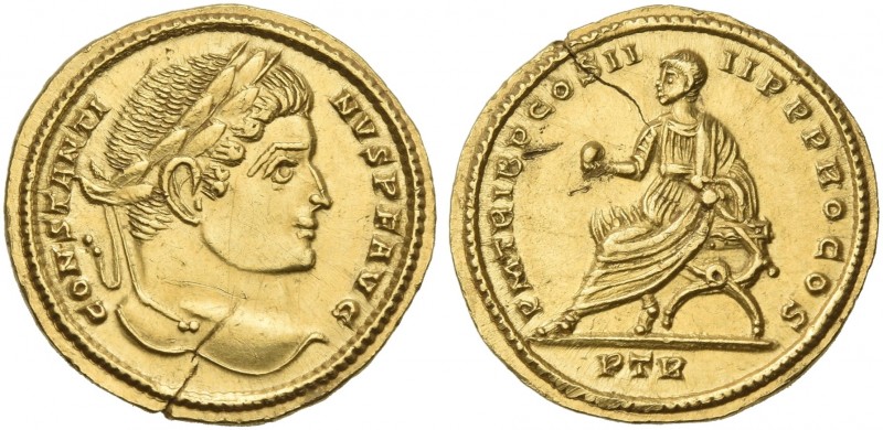 Constantine I, 307 – 337.
Solidus, Treveri 314, AV 20 mm, 4.47 g. CONSTANTI – N...
