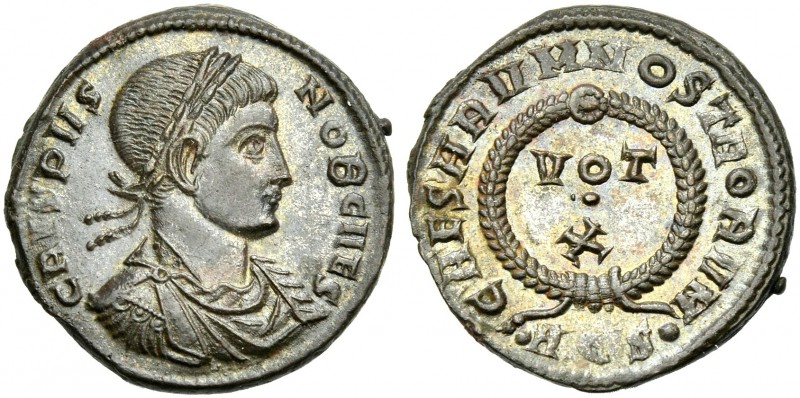 Crispus caesar, 317 – 326. 
Follis, Aquileia 321, Æ 19 mm, 3.39 g. CRISPVS – NO...