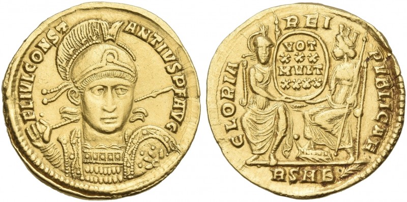 Constantius II augustus, 337 – 361. 
Solidus 355–357, AV 22 mm, 4.41 g. FL IVL ...