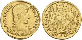 Julian II caesar. Solidus, Thessalonica c. 355-360. Apparently unique.
Ex Lanz 42, 1987, 768.
