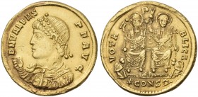 Valens augustus. Solidus, Constantinopolis  368. Very rare.