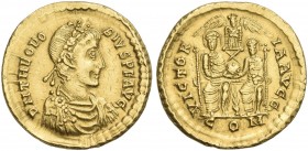 Theodosius  augustus. Solidus, Mediolanum ? circa 379-383. Very rare variety.