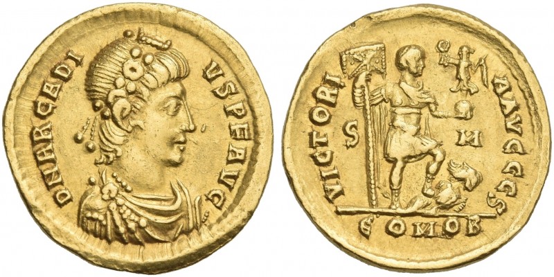 Arcadius, 383 – 408. 
Solidus, Sirmium 393-395, AV 20 mm, 4.38 g. D N ARCADI – ...