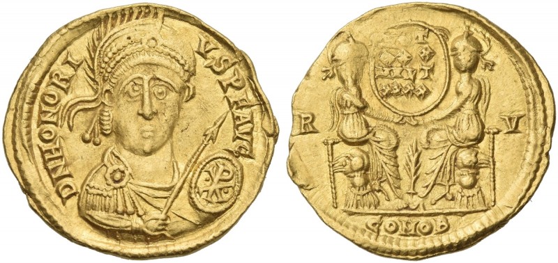 Honorius, 393 – 423. 
Solidus, Ravenna 421, AV 22 mm, 4.43 g. D N HONORI – VS P...