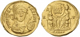 Honorius augustus. Solidus, Ravenna 421. Rare.
Ex NAC 23, 2002, 1710.