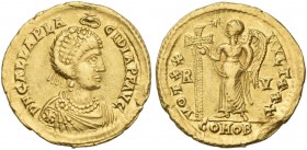 Galla Placidia, daughter of Theodosius I. Solidus, Ravenna 426-430.