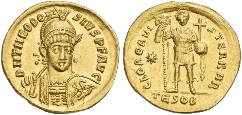Theodosius II, 402 – 450. 
Solidus, Thessalonica 424-425, perhaps to 430, AV 20...