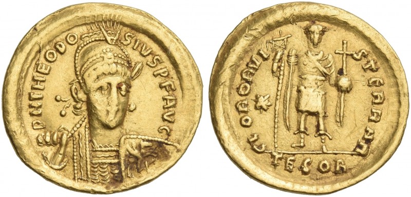 Theodosius II, 402 – 450. 
Solidus, Thessalonica 424-425, perhaps to 430, AV 21...