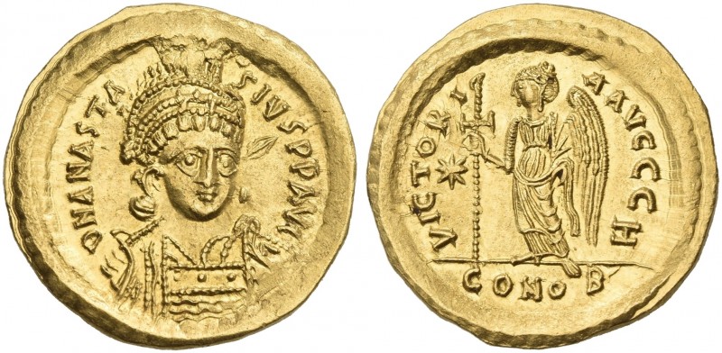 Anastasius, 491 – 518. 
Solidus 507-518, AV 21 mm, 4.60 g. D N ANASTA – SIVS P ...