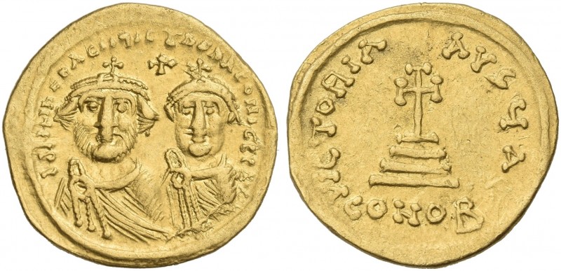 Heraclius, 610 – 641, with colleagues from 613. 
Solidus 626-629, AV 20 mm, 4.2...
