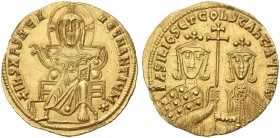 Basil the Macedonian with colleagues, Solidus 868-879.
Ex Triton III, 1999, 1330.