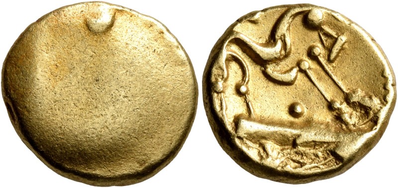 CELTIC, Northeast Gaul. Ambiani. Circa 60-30 BC. Stater (Gold, 16 mm, 6.29 g), '...