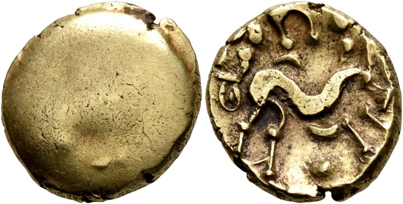 CELTIC, Northeast Gaul. Ambiani. Circa 60-30 BC. Stater (Gold, 18 mm, 6.29 g), '...