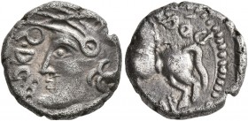 CELTIC, Central Gaul. Sequani. Circa mid 1st century BC. Quinarius (Silver, 13 mm, 2.00 g, 7 h), Q. Doci and Sam. F. Q DOCI Celticized head of Roma to...