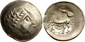 CELTIC, Central Europe. Helvetii. Late 2nd to early 1st century BC. Scyphate Stater (Electrum, 24 mm, 7.23 g, 10 h). Celticized laureate head of Apoll...