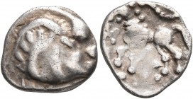 CELTIC, Central Europe. Vindelici. 1st century BC. Quinarius (Silver, 14 mm, 1.81 g), 'Büschelquinar' type. Head devolved into a bush. Rev. Celticized...