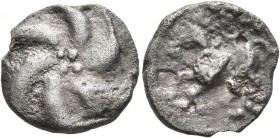 CELTIC, Central Europe. Vindelici. 1st century BC. Quinarius (Silver, 15 mm, 2.00 g), 'Büschelquinar' type. Head devolved into a bush. Rev. Celticized...