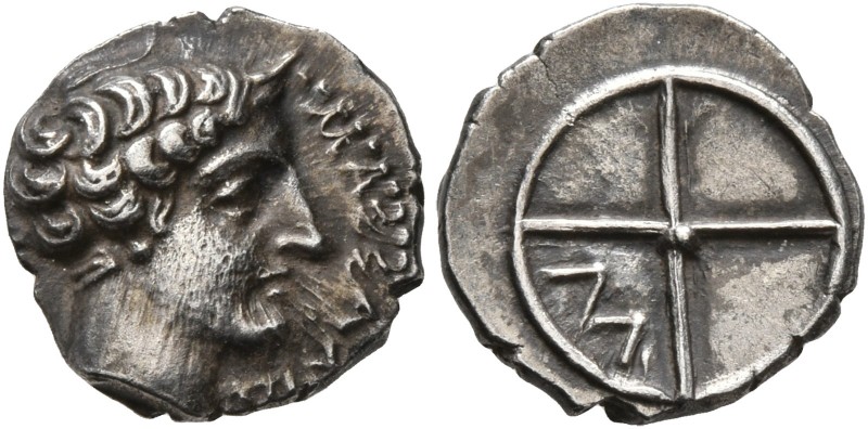 GAUL. Massalia. Circa 410-380 BC. Obol (Silver, 10 mm, 0.80 g). MAΣΣAΛIΩ-TAN Hor...
