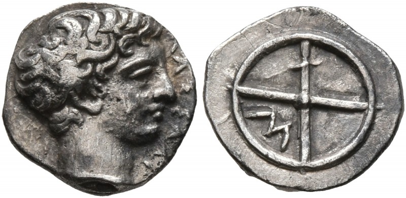 GAUL. Massalia. Circa 410-380 BC. Obol (Silver, 10 mm, 0.73 g). MAΣΣAΛI Horned h...