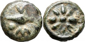 CENTRAL ITALY. Uncertain. 3rd century BC. Aes Grave Uncia (Bronze, 31 mm, 32.07 g). Star of eight rays with central pellet. Rev. Barley grain; above, ...