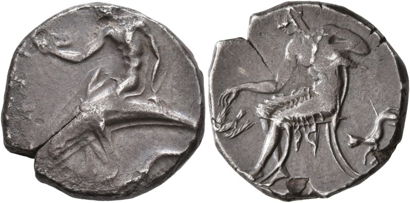CALABRIA. Tarentum. Circa 440-425 BC. Didrachm or Nomos (Silver, 21 mm, 8.00 g, ...