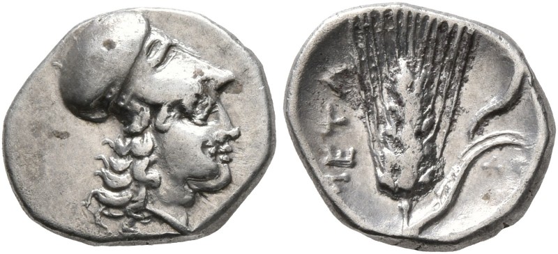 LUCANIA. Metapontion. Circa 325-275 BC. Diobol (Silver, 12 mm, 1.20 g, 6 h). Hea...