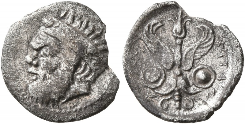 SICILY. Katane. Circa 415/3-404 BC. Litra (Silver, 14 mm, 0.75 g, 10 h). Bearded...