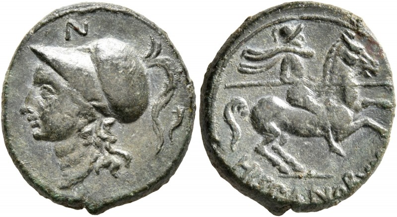 SICILY. Morgantina. The Hispani, mid 2nd century BC. AE (Bronze, 21 mm, 6.59 g, ...